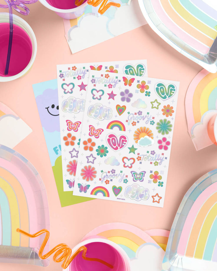 Groovy Rainbow Tats - 68 temporary tattoos