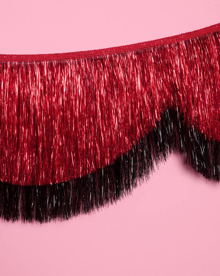 Scallop Fringe Banner - black + red foil banner