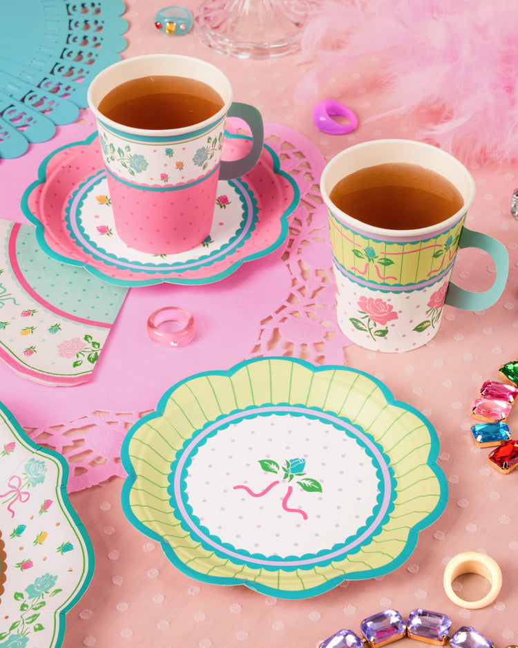Tea Party Trio - plates, napkins, + cups