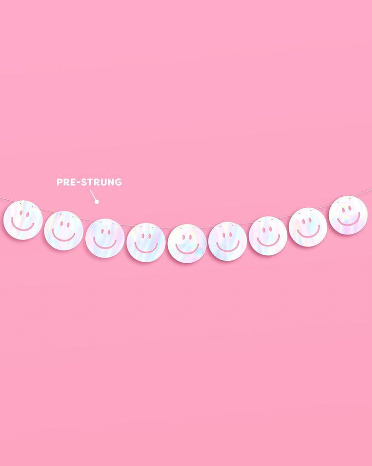 Smiley Banner - iridescent foil banner