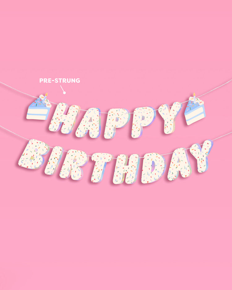 Bday Cake Banner - iridescent foil banner