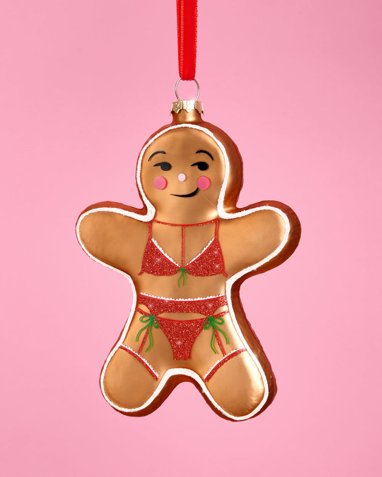 Naughty Gingerbread Ornament - Glitter Holiday Ornament