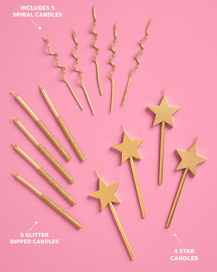 Make a Wish Gold Candles -  gold glitter candles