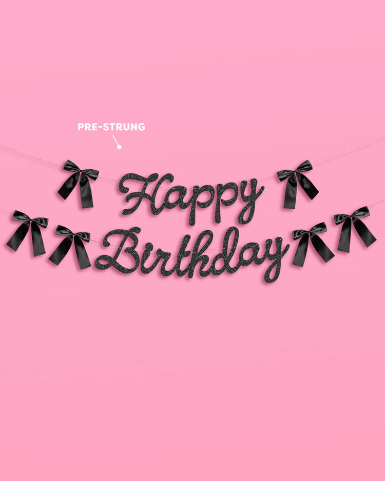 Little Black Bow Bundle - plates, napkins, bday banner