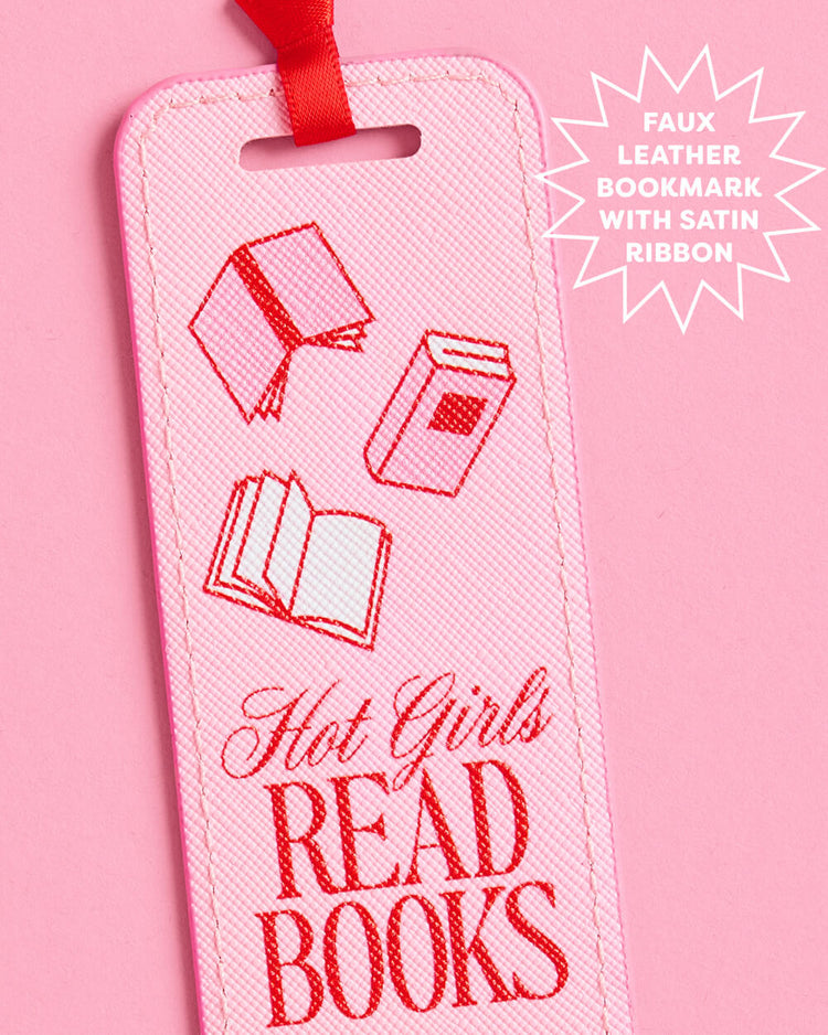 Hot Girls Read Bookmark - pink faux leather bookmark