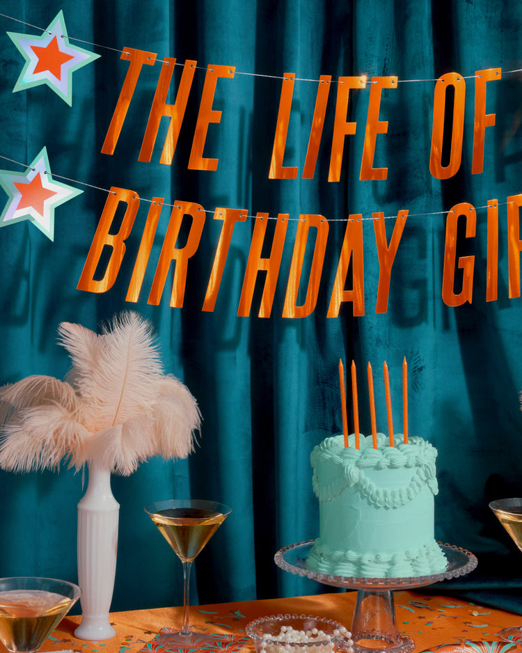 Life Of A Bday Girl Banner - orange foil banner