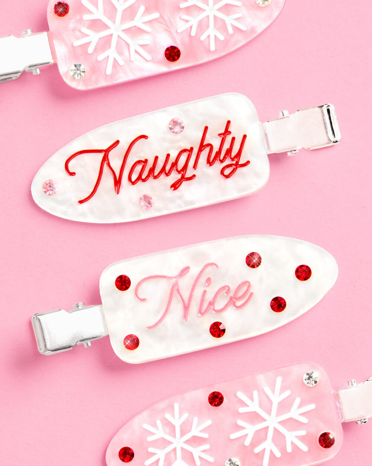 Naughty or Nice Hair Clips - 4 christmas clips