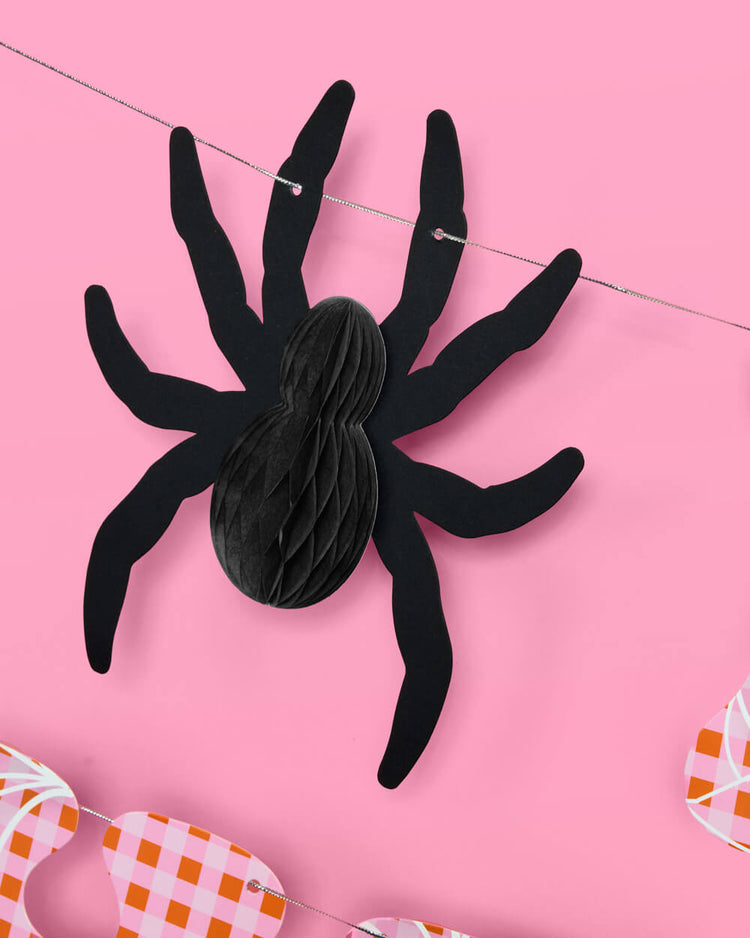 Creepin' it Cute Banner - pink gingham + spider banner