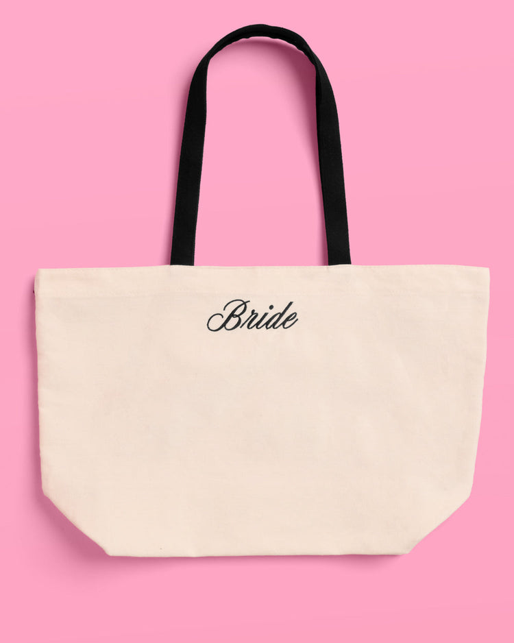 Classic Bride Tote - embroidered canvas tote w. bows