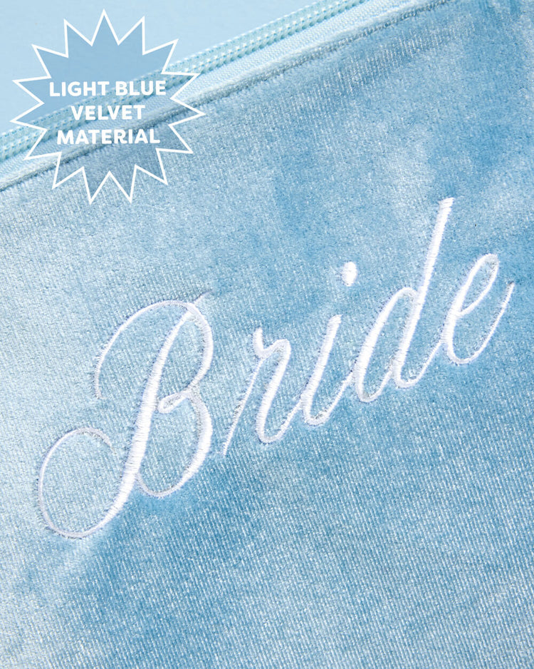 Bride Velvet Cosmetic Bag - Blue Velvet Makeup Bag