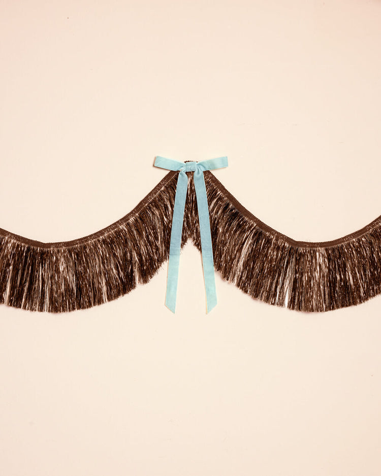 Espresso Bow Banner - fringe + velvet bows