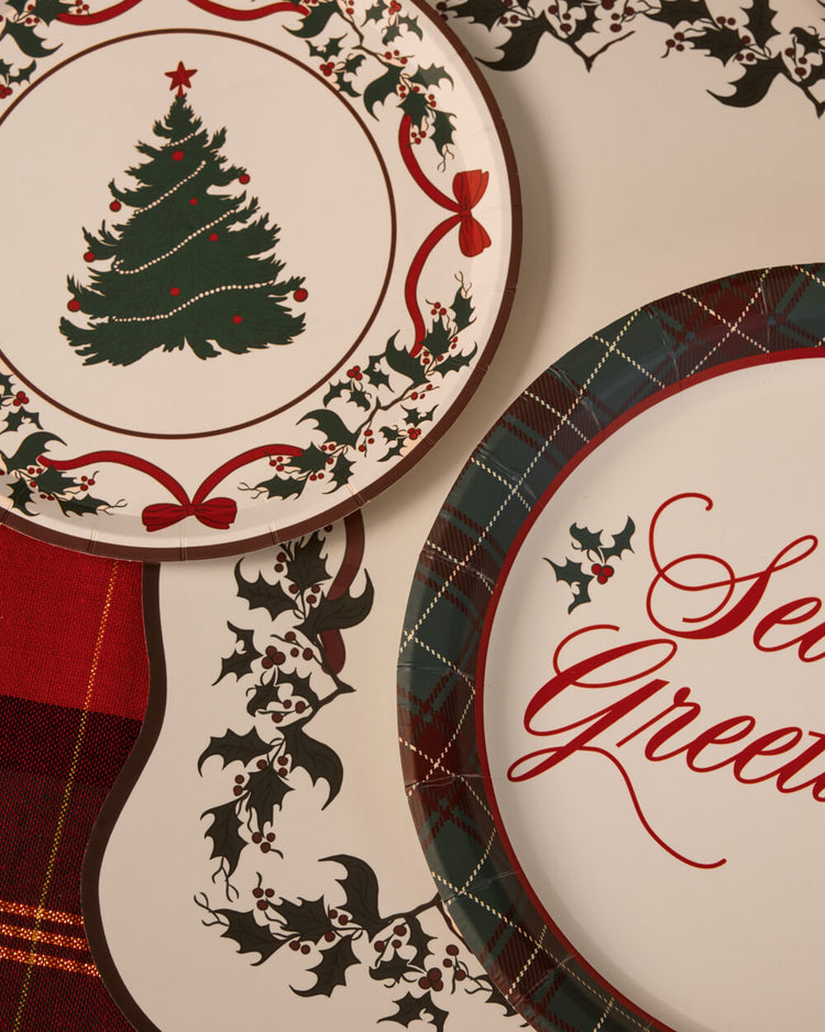 Seasons Greetings Plates - holiday plate set