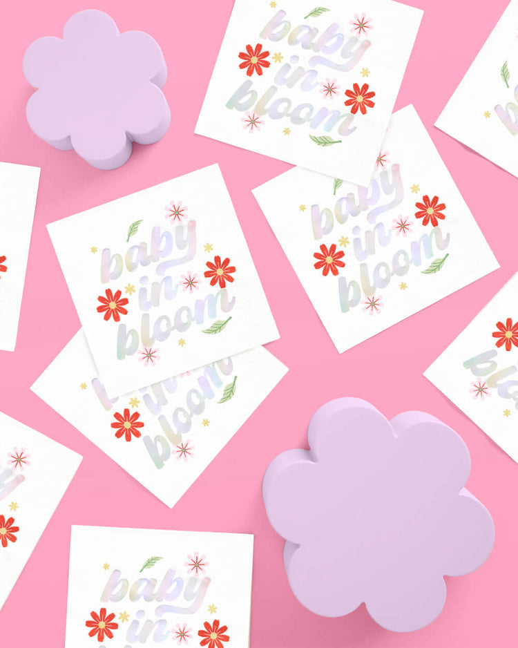 Baby in Bloom Napkins - 50 white napkins