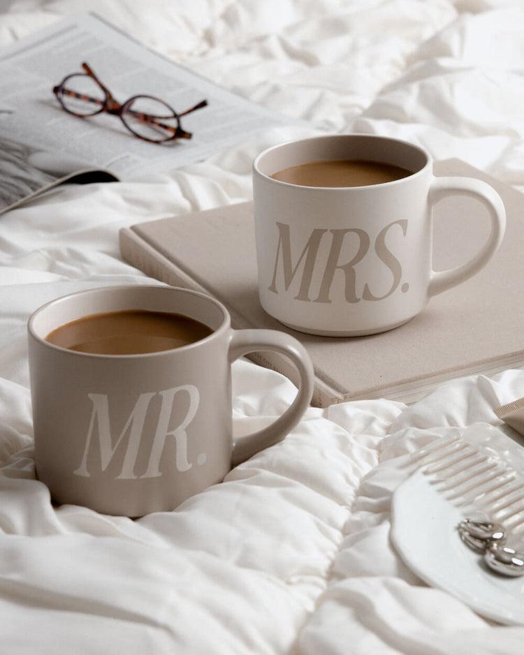 Mr + Mrs Mugs - Set of Ceramic Mugs