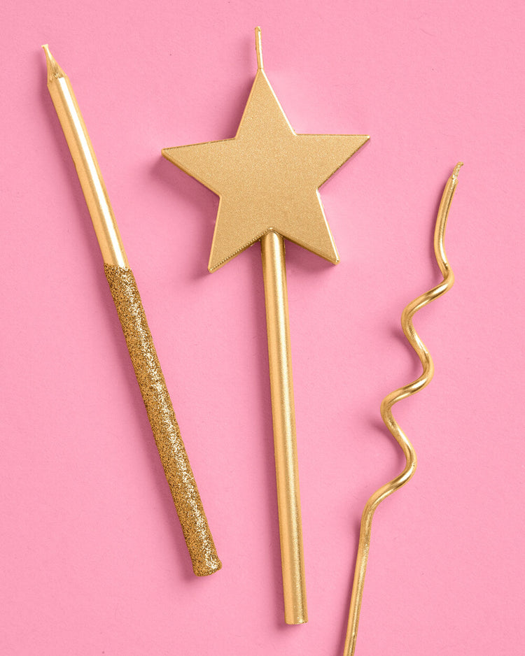 Novelty Gold Candles - 14 pc gold glitter candles