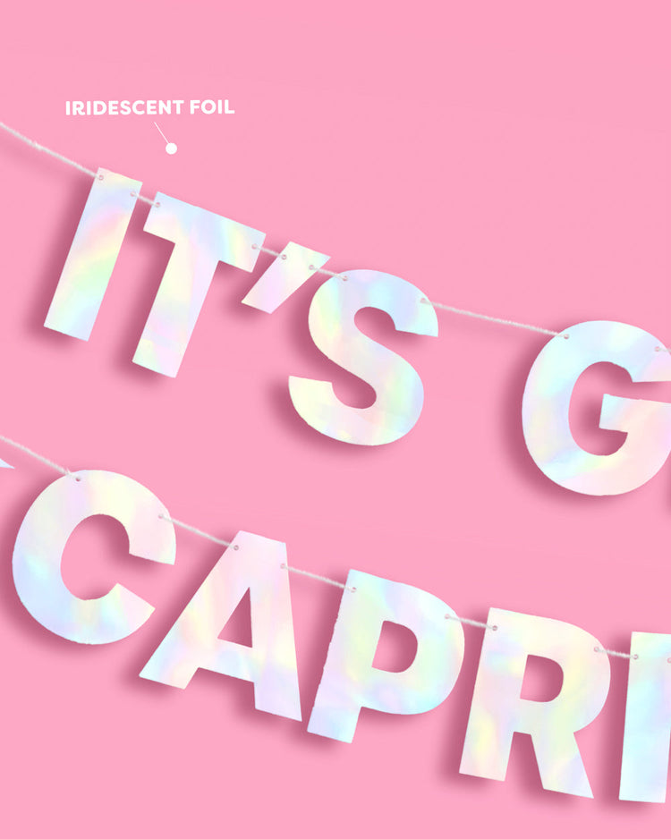 It's Giving Capricorn Banner - iridescent foil banner