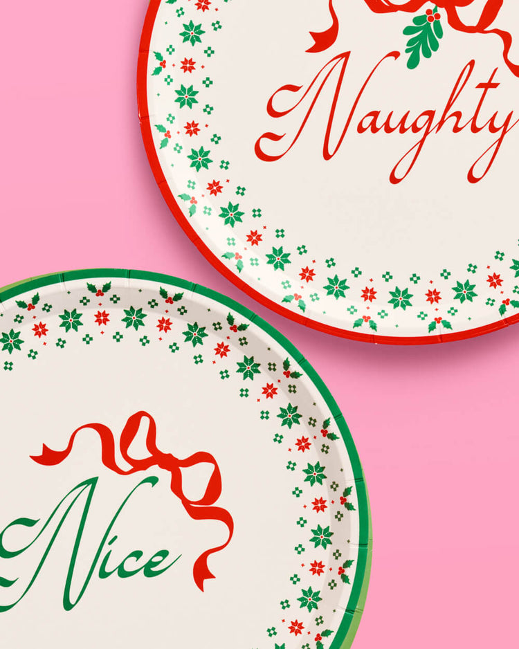Naughty or Nice Plates - christmas dessert plates