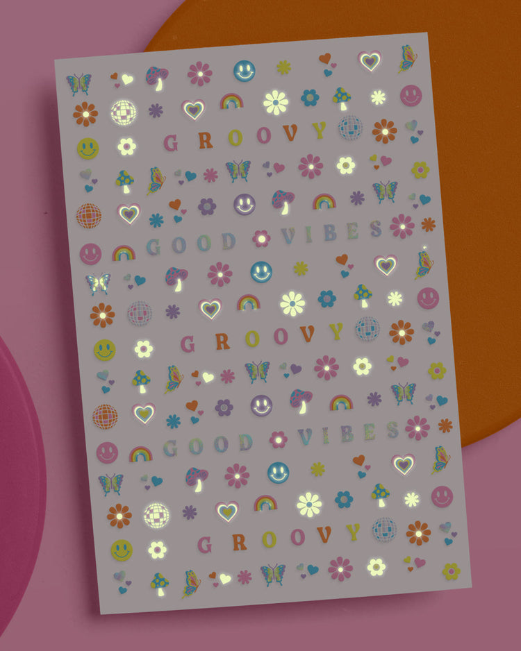 Groovy Glow Nail Stickers - 692 glow in dark stickers