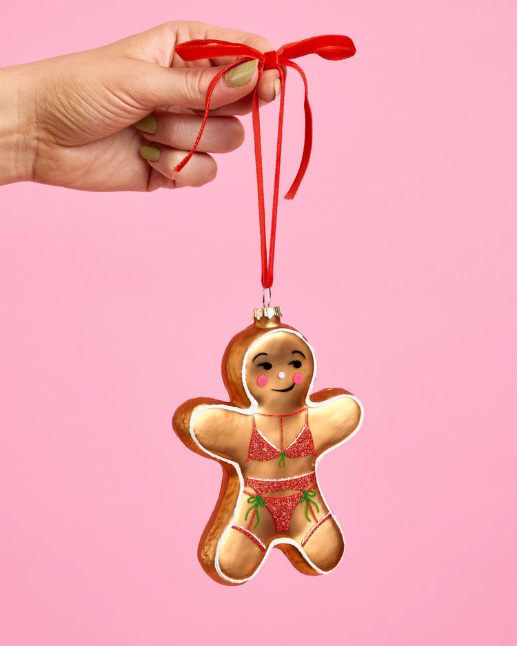 Naughty Gingerbread Ornament - Glitter Holiday Ornament