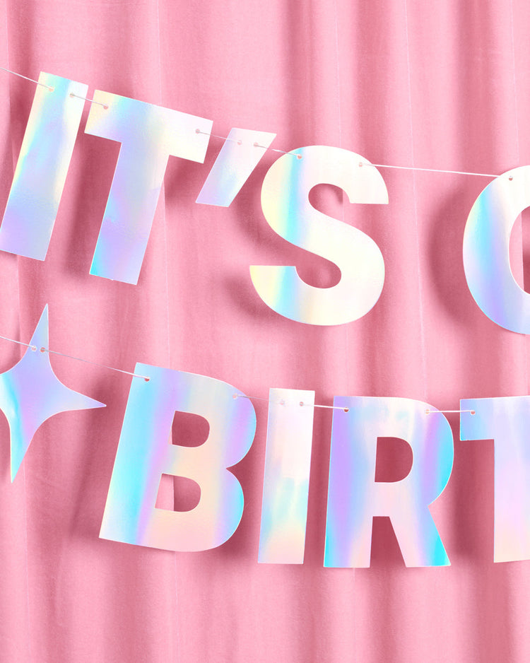 It's Giving Bday Banner - iridescent foil banner