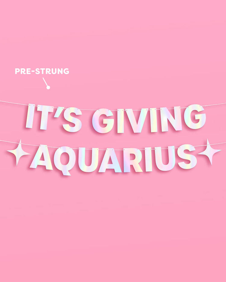 It's Giving Aquarius Banner - iridescent foil banner