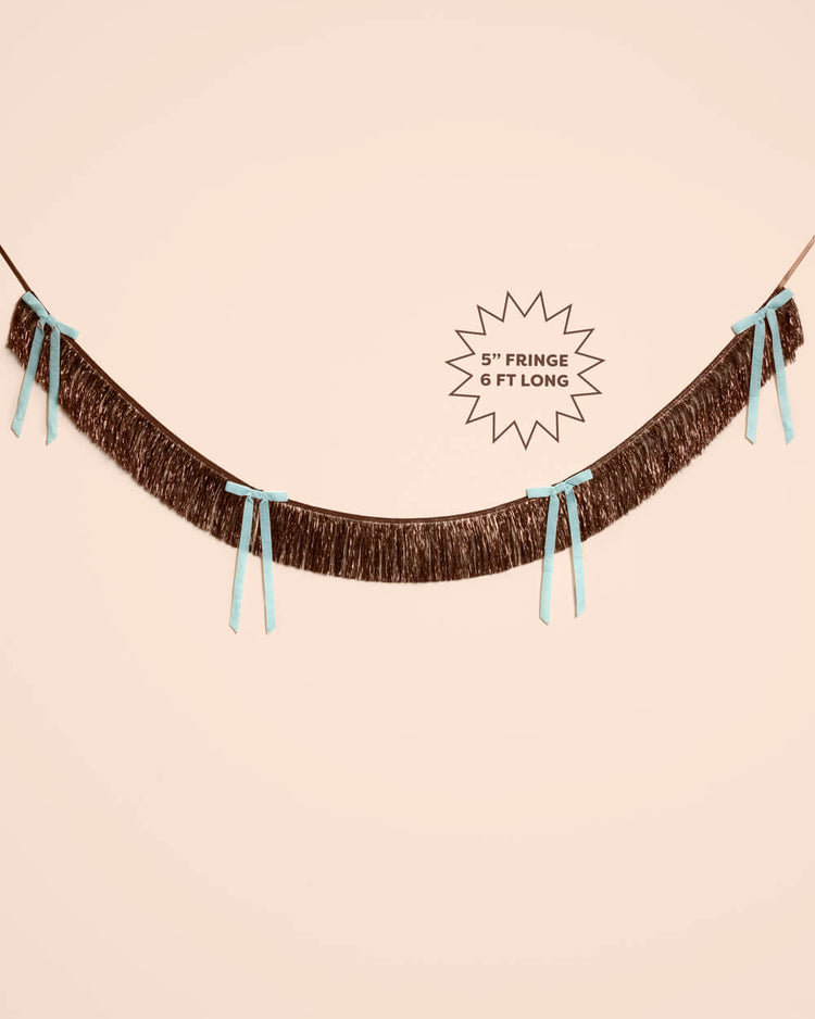 Espresso Bow Banner - fringe + velvet bows