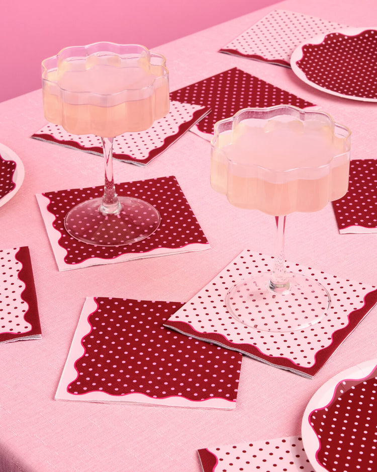 Sip Happens Napkins - burgundy + pink napkins