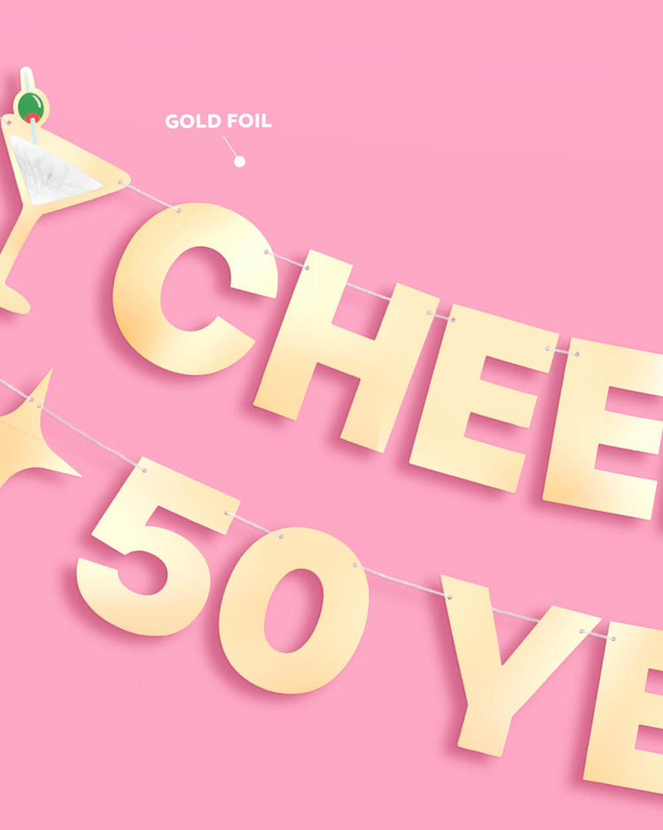Cheers to 50 Years Banner - 3D paper banner
