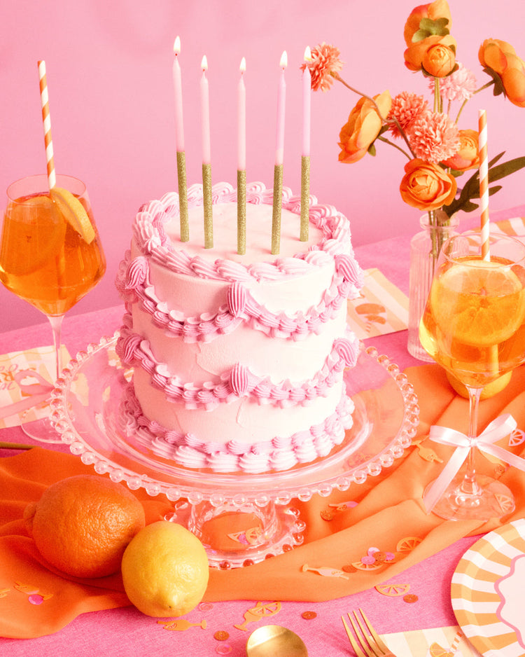 Pink + Gold Glitter Candles - 10 birthday candles
