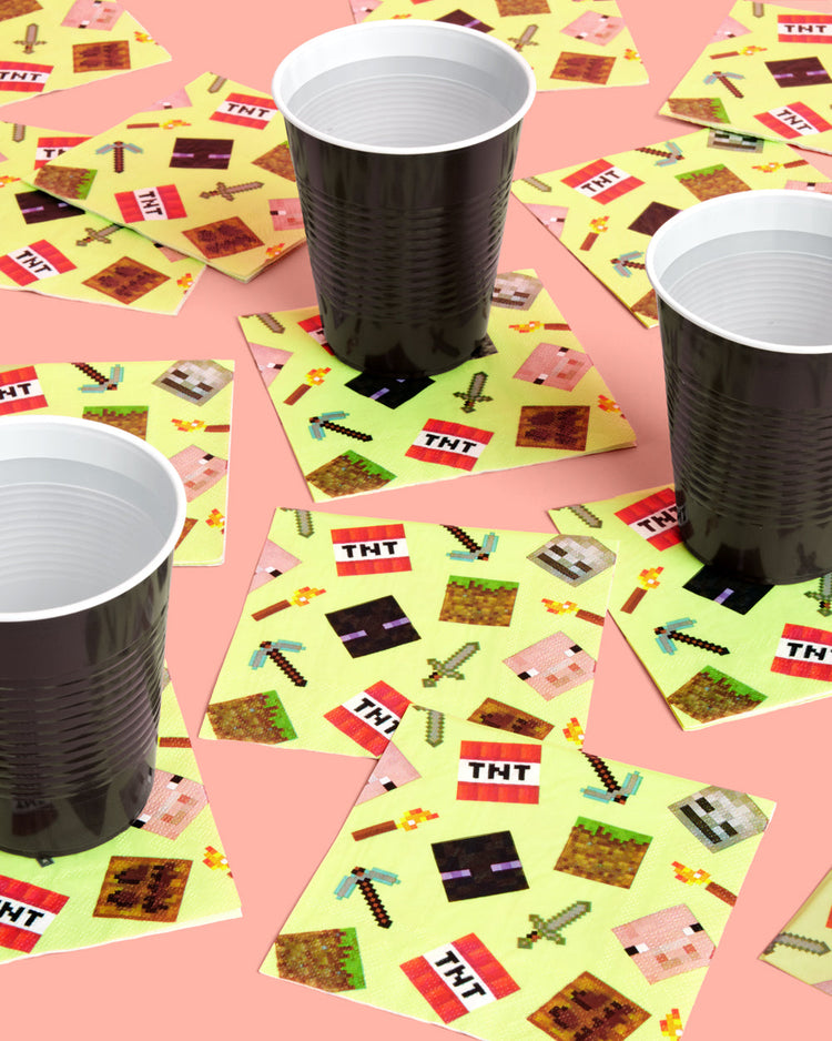 Pixel Mining Gamer Napkins - 25 paper napkins