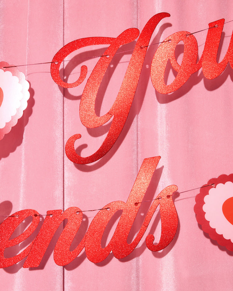 Kiss Your Friends Banner - glitter paper banner