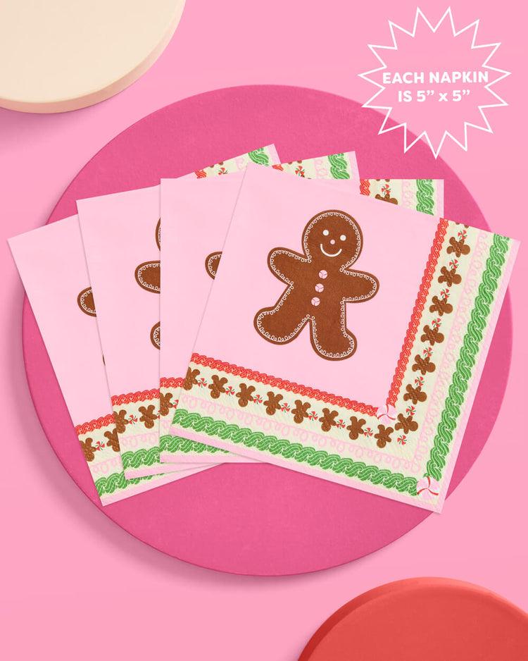Bake it Merry Napkins - pink christmas napkins