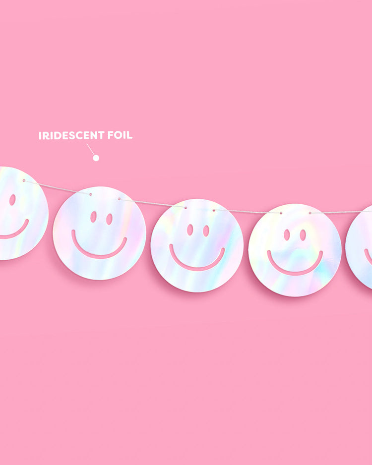 Smiley Banner - iridescent foil banner