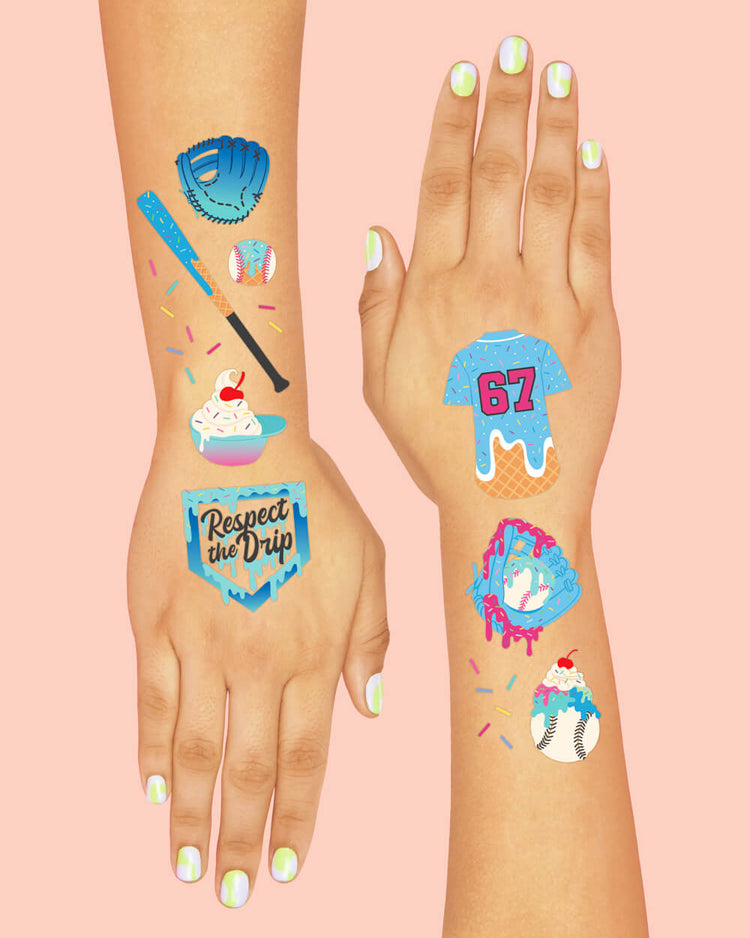 Baseball Drip Tattoos - 60 temporary tattoos