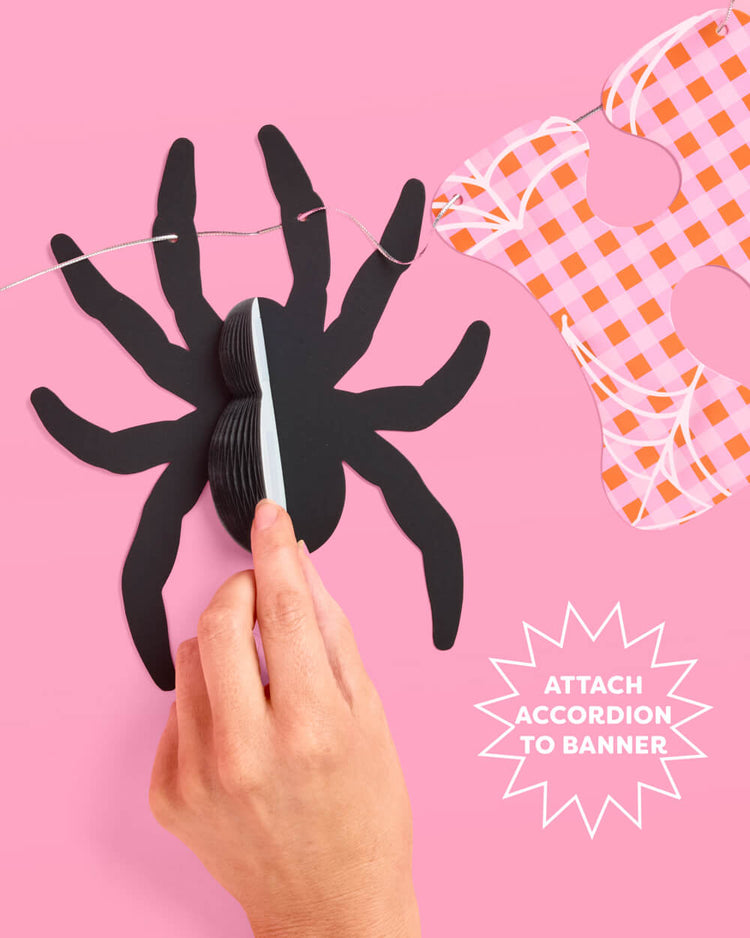 Creepin' it Cute Banner - pink gingham + spider banner