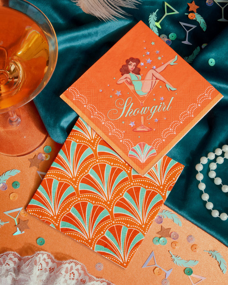 Showgirl Trio - plates, napkins + banner