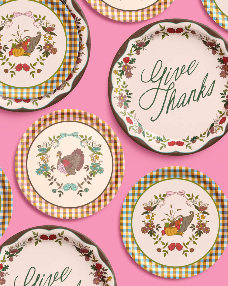 Give Thanks Harvest Plates - 32 paper plates