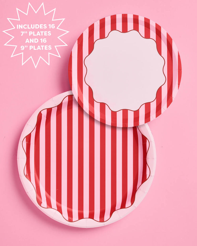 Candy Stripe Plates Set - 32 Plates