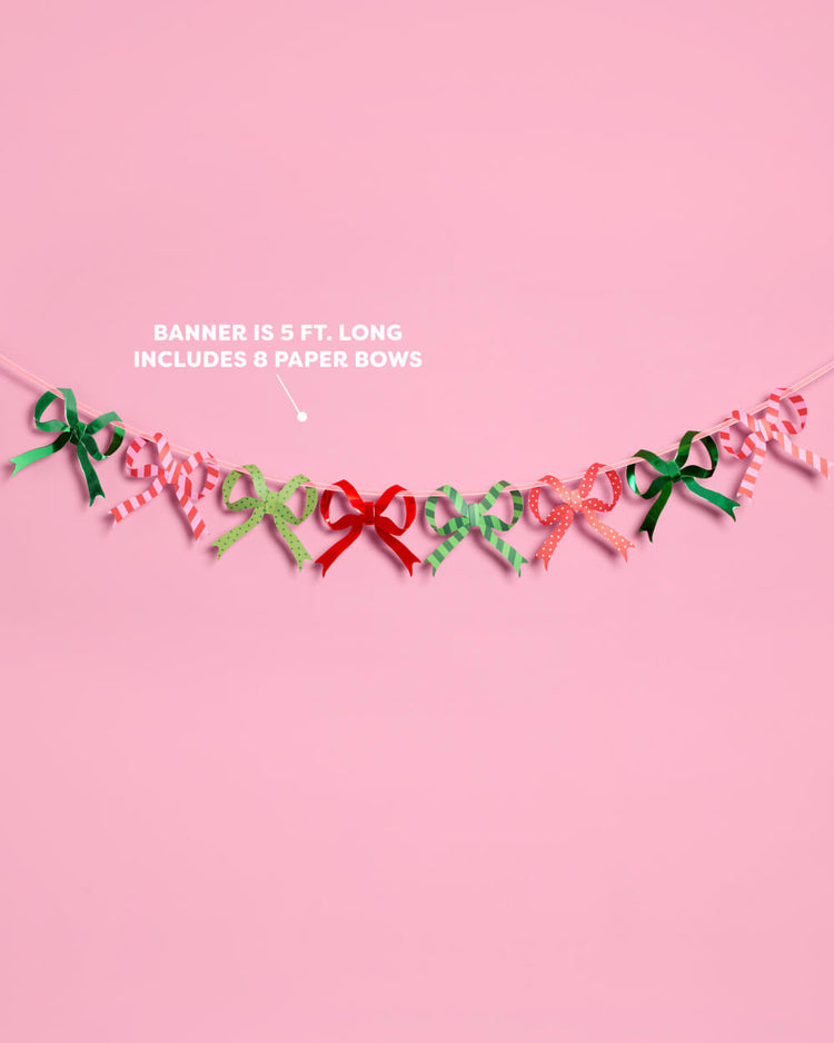 Christmas Bow Banner - Paper Bow Garland