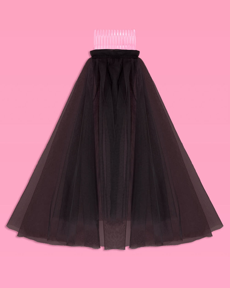 Bride or Die Veil - black tulle veil