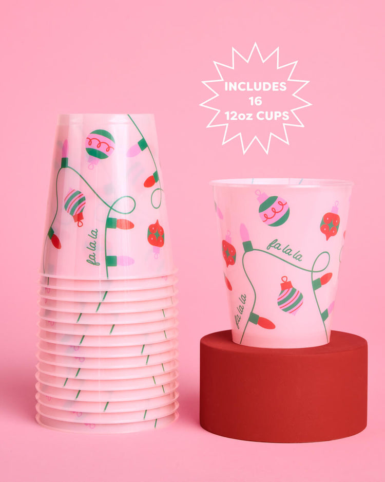 Merry Sipmas Cups - 16 Plastic Cups