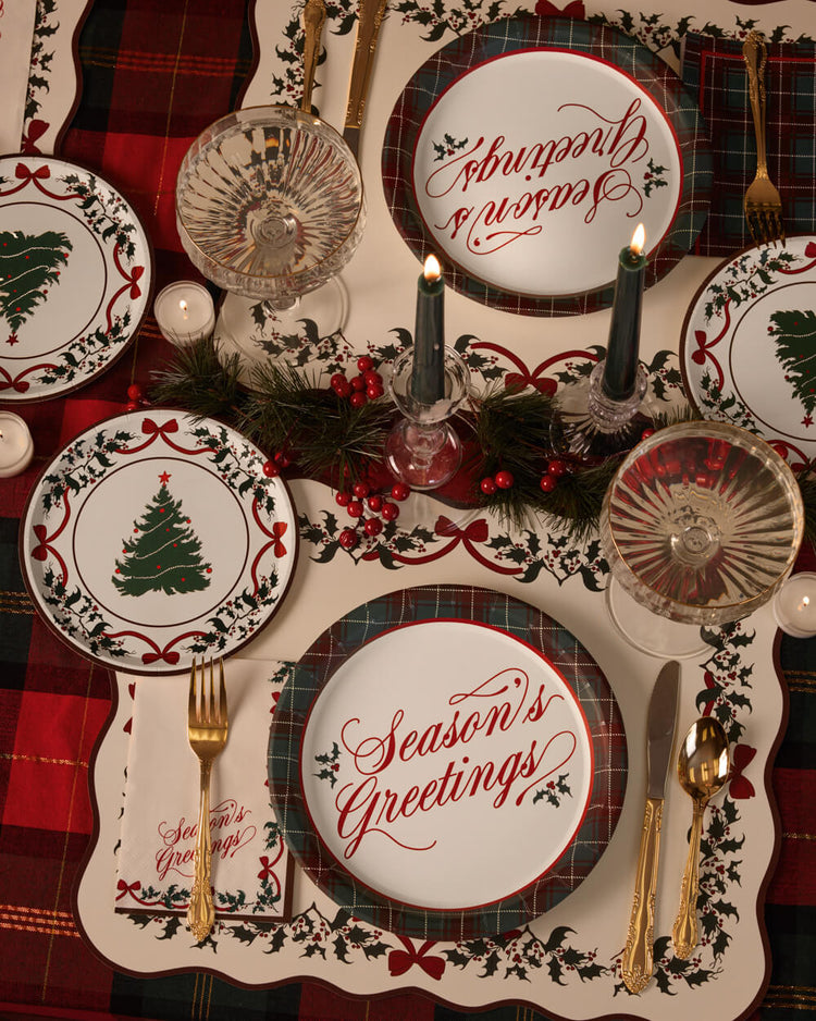 Seasons Greetings Plates - holiday plate set