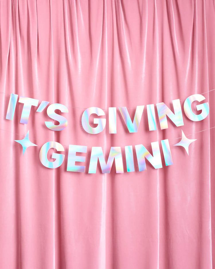 It's Giving Gemini Banner - iridescent foil banner