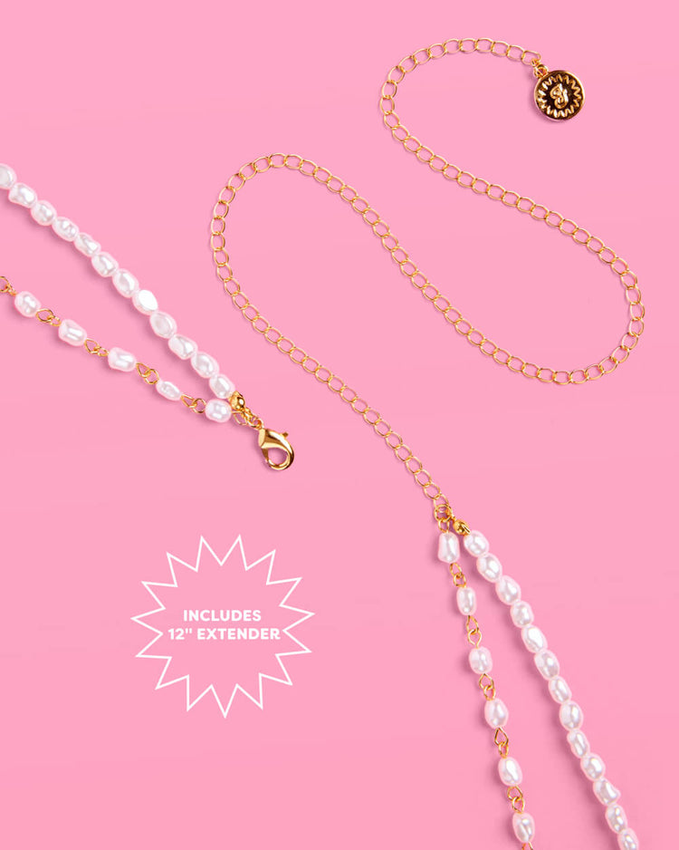 Bride Pearl Belly Chain - pearl + gold body chain