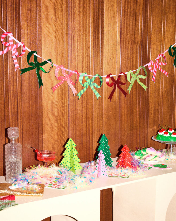Christmas Bow Banner - Paper Bow Garland