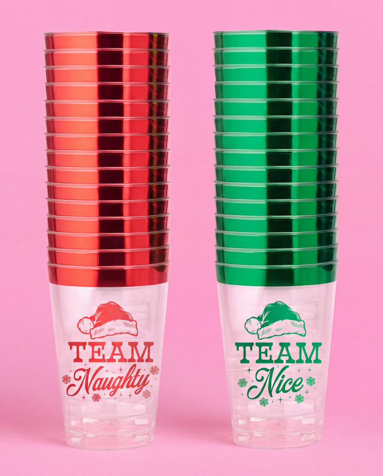 Team Naughty or Nice Cups - 30 plastic cups