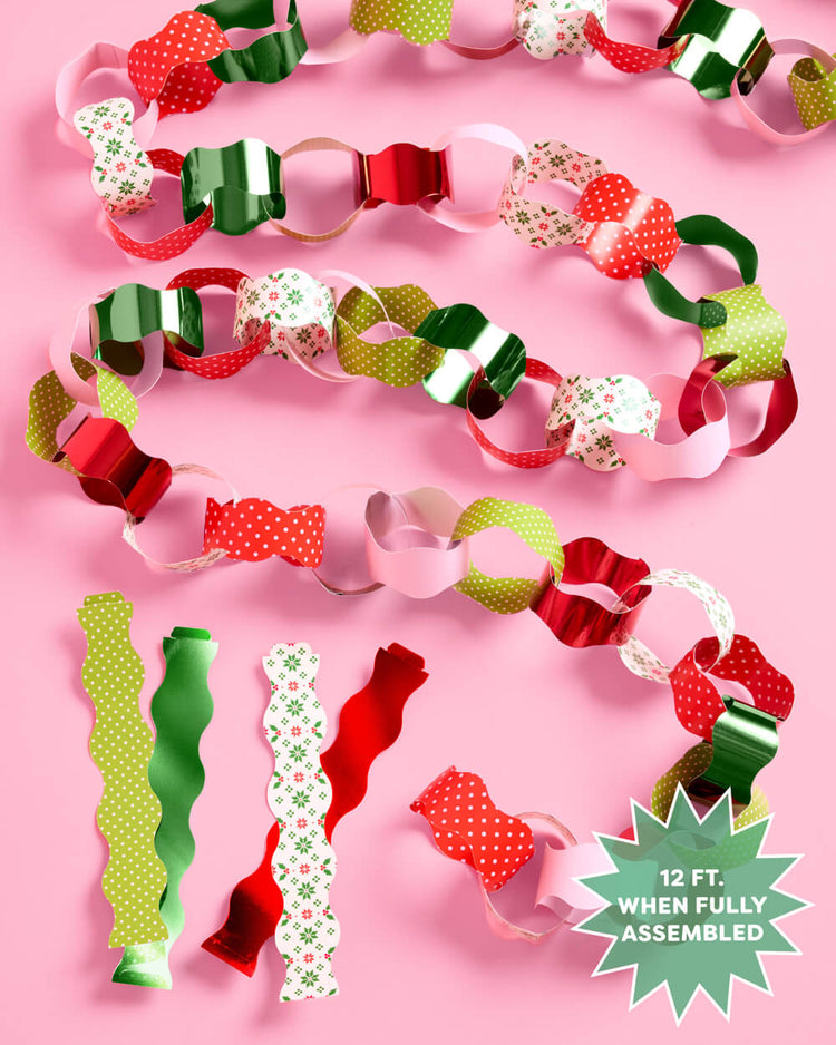 Tis the Season Paper Chains - 90 strip holiday garland