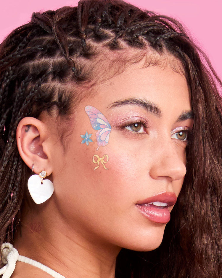 Butterfly Face Tattoos - 80 pastel temporary tattoos
