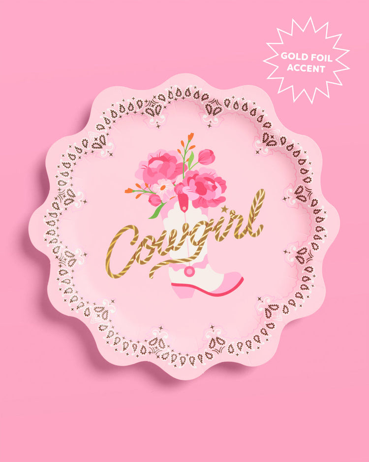 Cowgirl Plates - 24 foil paper plates