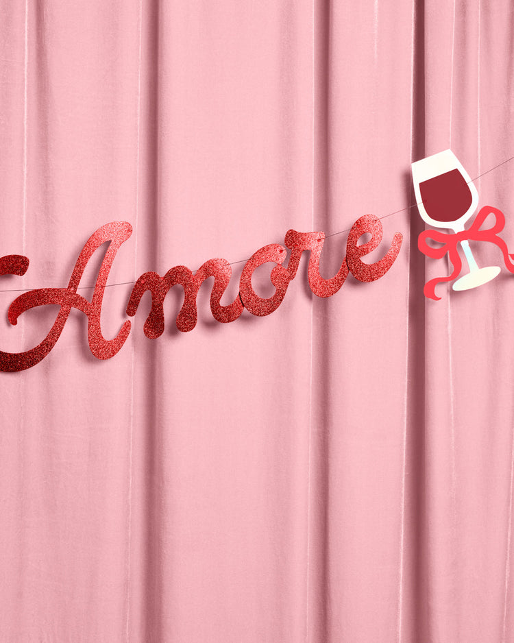 That's Amore Banner - red glitter banner